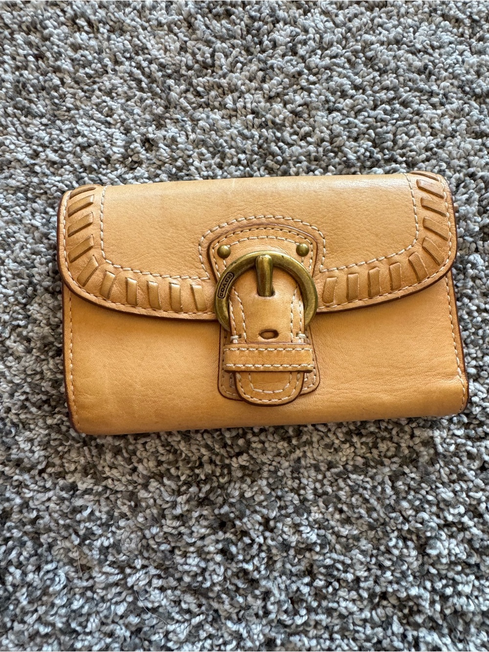 Coach Tan Leather Buckle Wallet